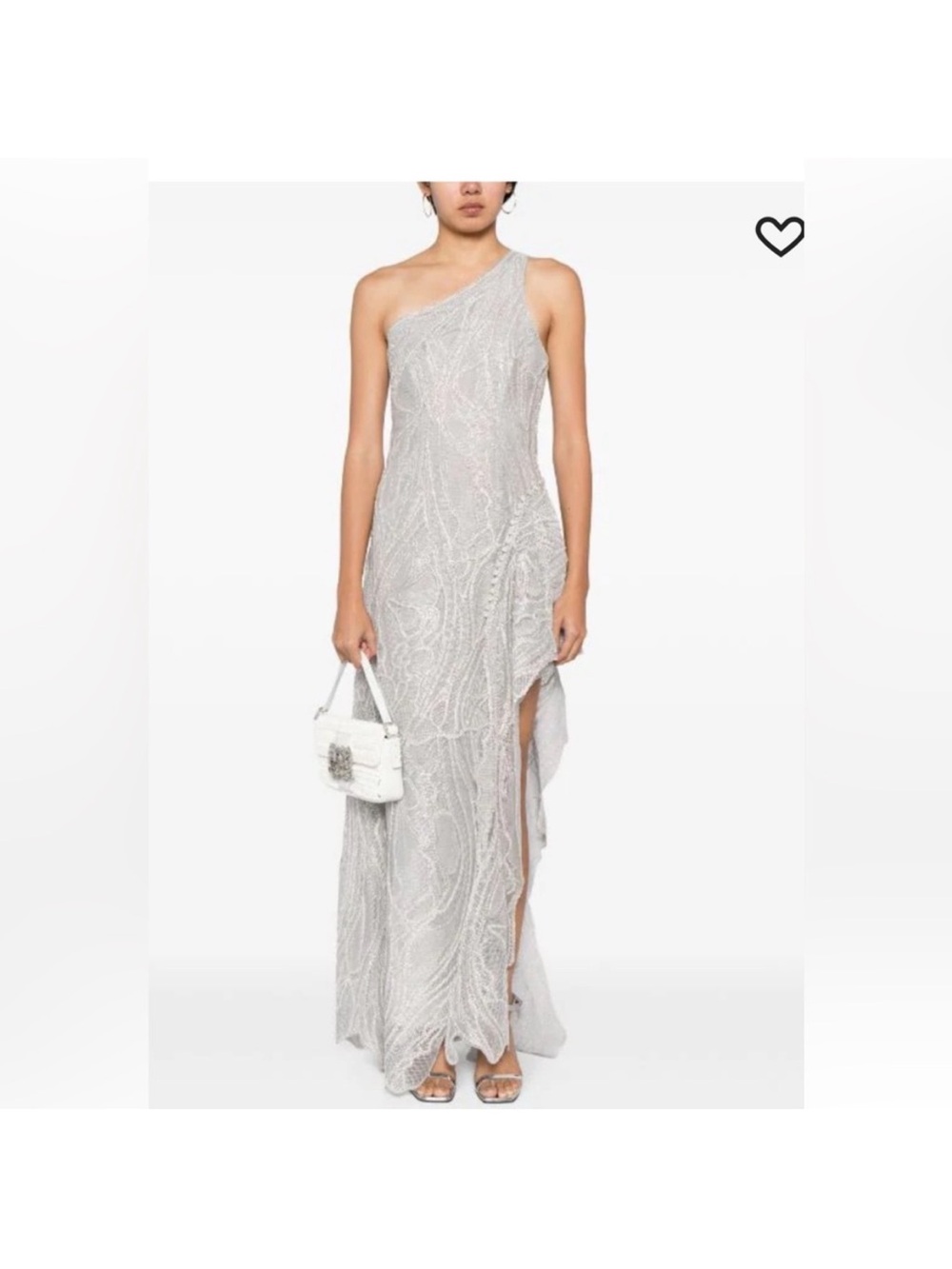 Jonathan Simkhai Agatha silver One-Shoulder Beaded Evening Dress